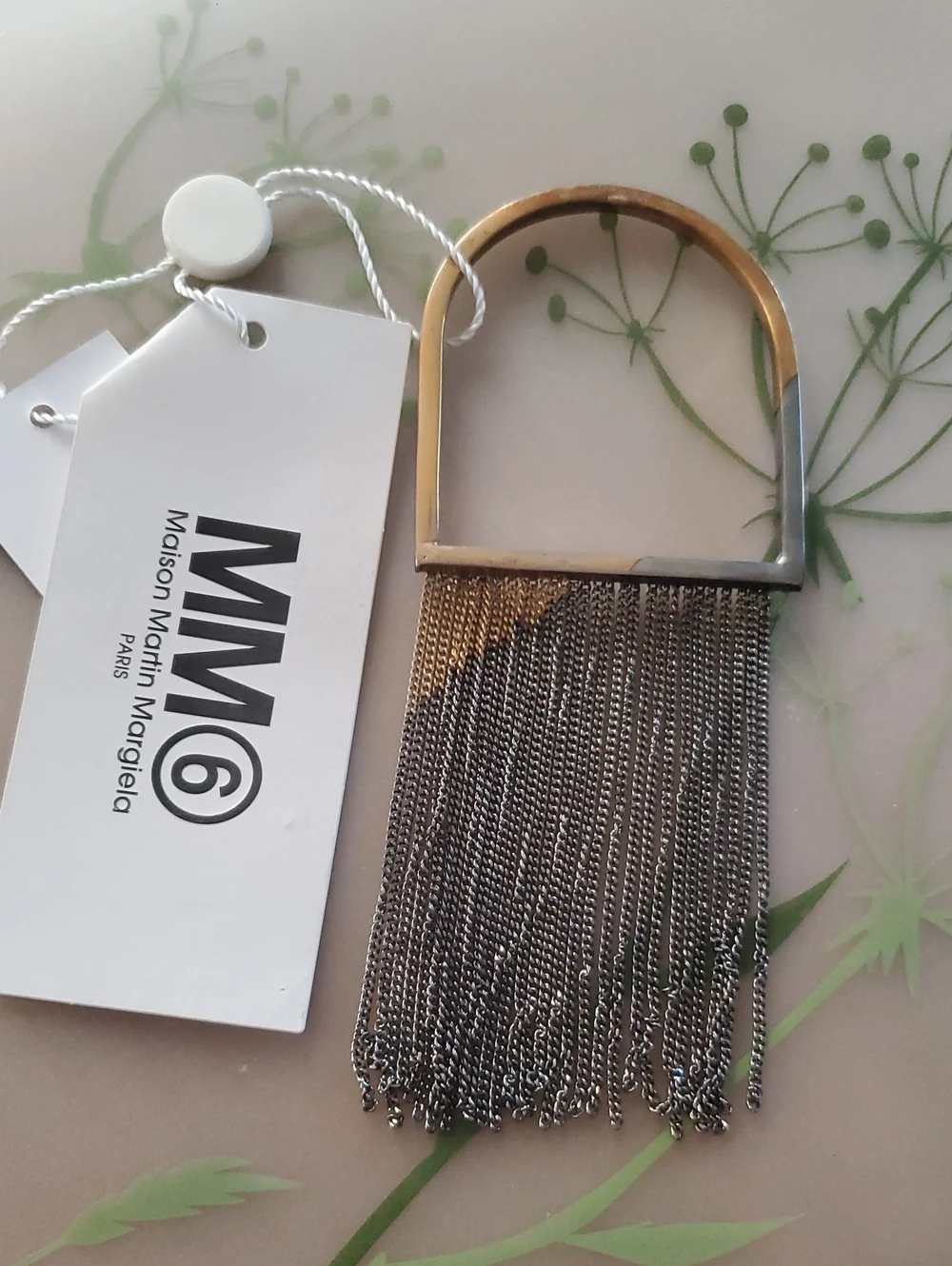 NWT MM6 Maison Martin Margiela Two-Tone Gold & Silver Chain Fringe Bracelet